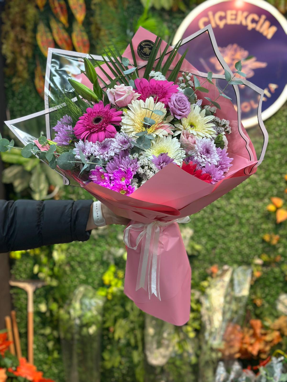 Pembe Sevda Buketi Orta Boy