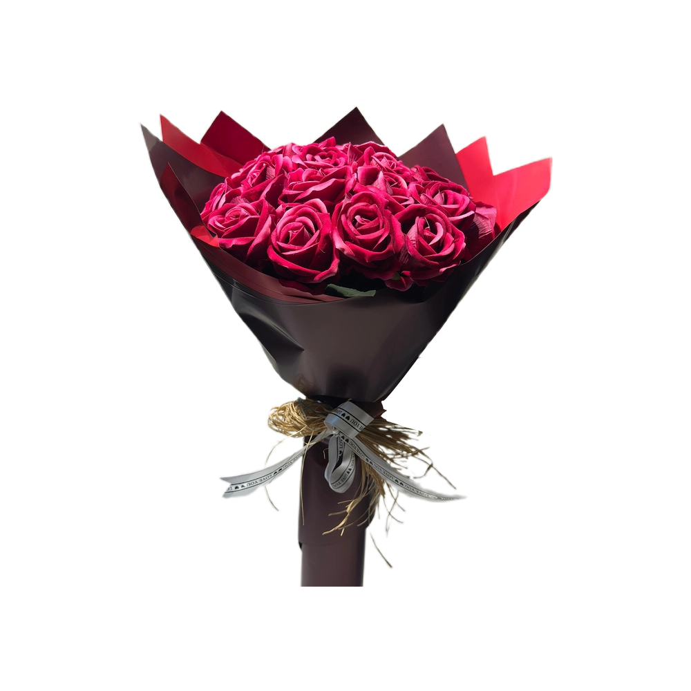 21'li Yapay Gül Buketi Bordo