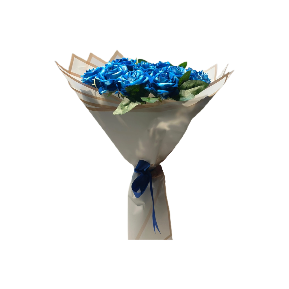 21'li Yapay Gül Buketi Mavi