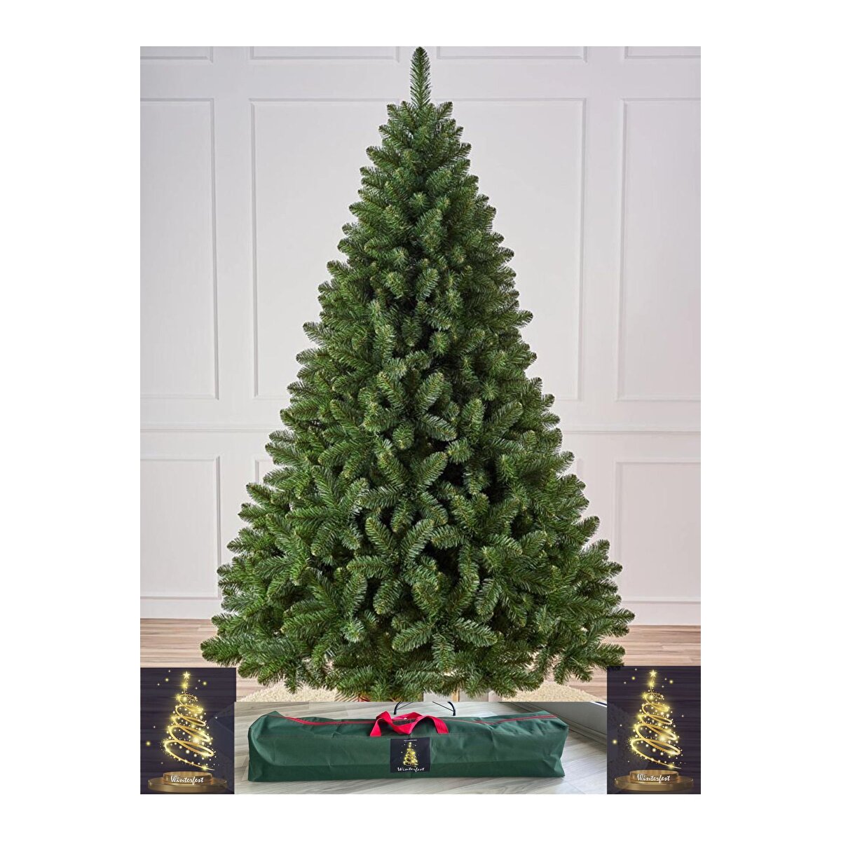 210 Cm Yılbaşı Ağacı 800 Gür Dallı Ve Taşıma Çantalı