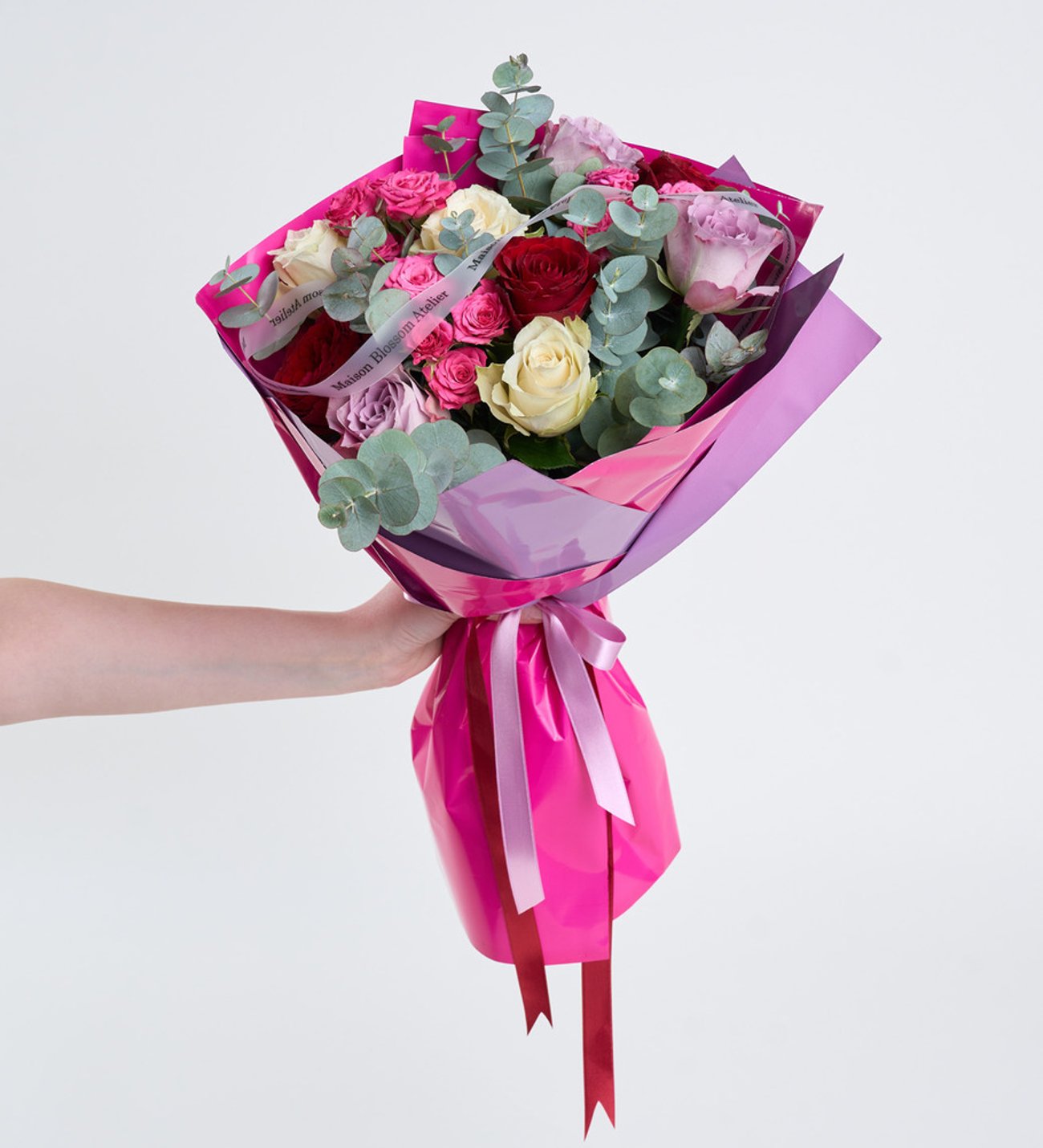 Lila Bukette Lila, Pembe, Beyaz ve Kırmızı Güller