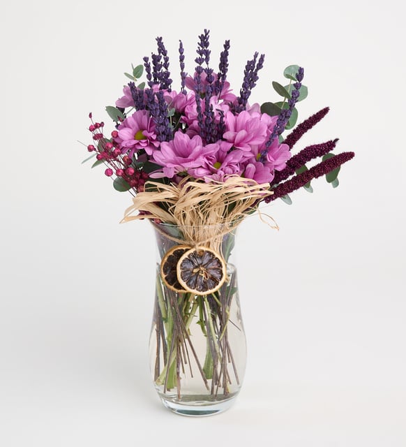 Cam Vazoda Pembe Papatya Buketi